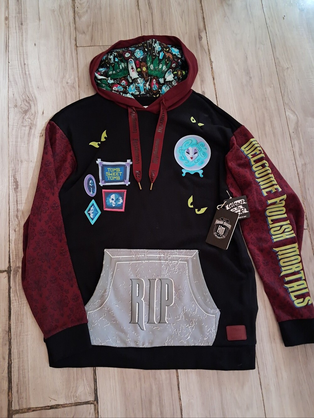 Disney Haunted Mansion GITD Hoodie M